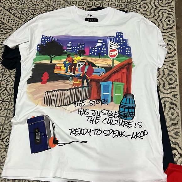 AKOO 9 piece bundle denim and sweats with tee and polos LARGE and size 34 - Picture 2 of 12